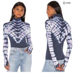 We The Free Psychedelic Navy Tie Dye Turtle Neck